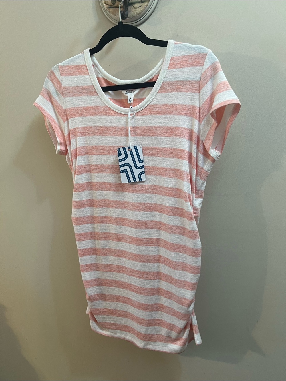 Maternity Market & Spruce Pink & White Striped Casual Dress Size L NWT